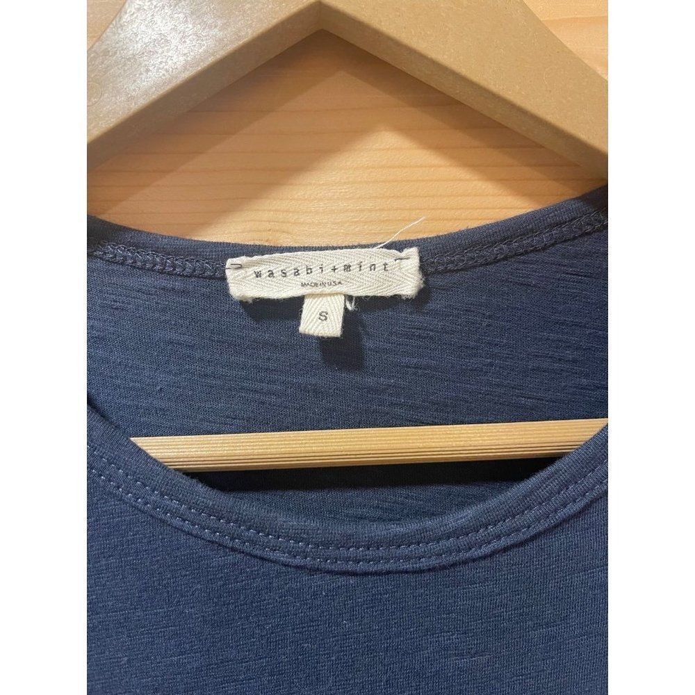 Wasabi + Mint Womens Blue Short Sleeve Casual Side Ruched Mini Dress Size Small - Picture 2 of 4